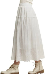Elastic Waistband Midi Tiered Midi Skirt Adora